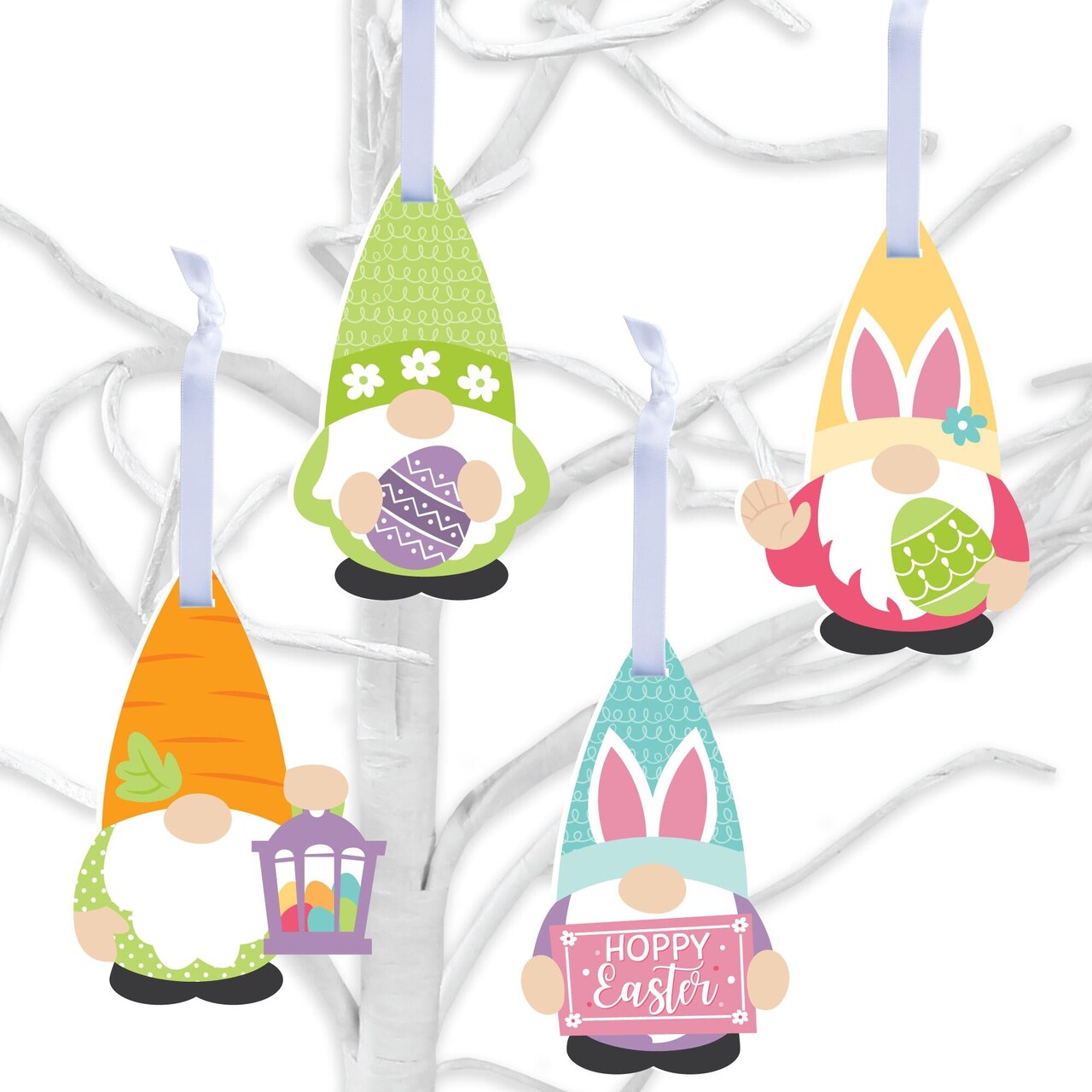 Big Dot of Happiness Easter Gnomes - Spring Bunny Decorations - Tree Ornaments - Set of 12